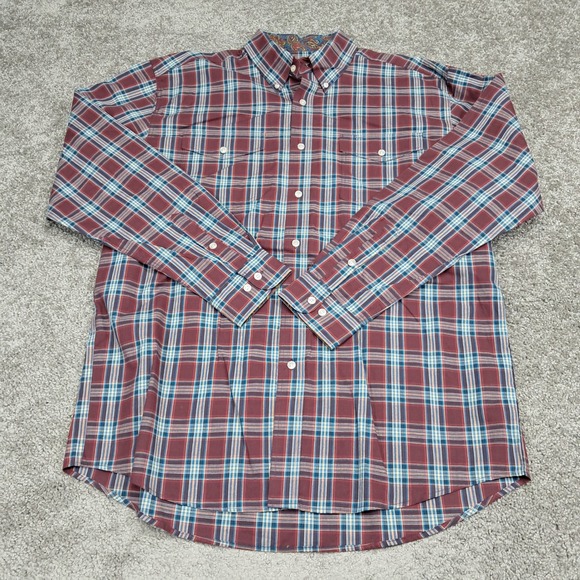 Roper Other - Roper Mens Plaid Western Button Down Shirt Red Blue Cotton 301-378-6062RE‎ Large